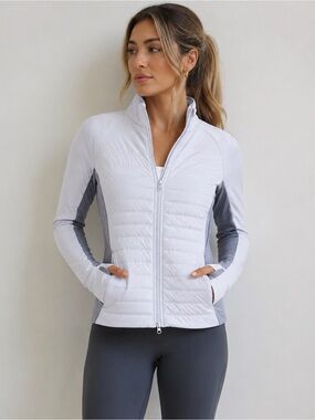 lululemon athletica White and Gray Quilted Zip-Up Jacket